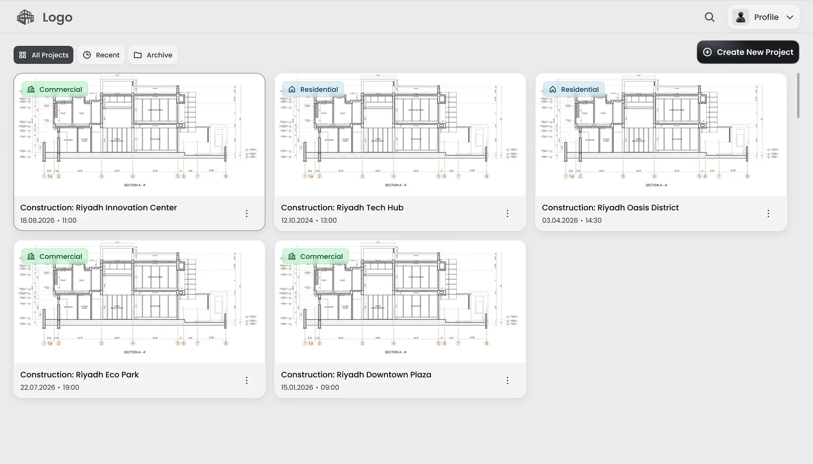 AI Designer project dashboard