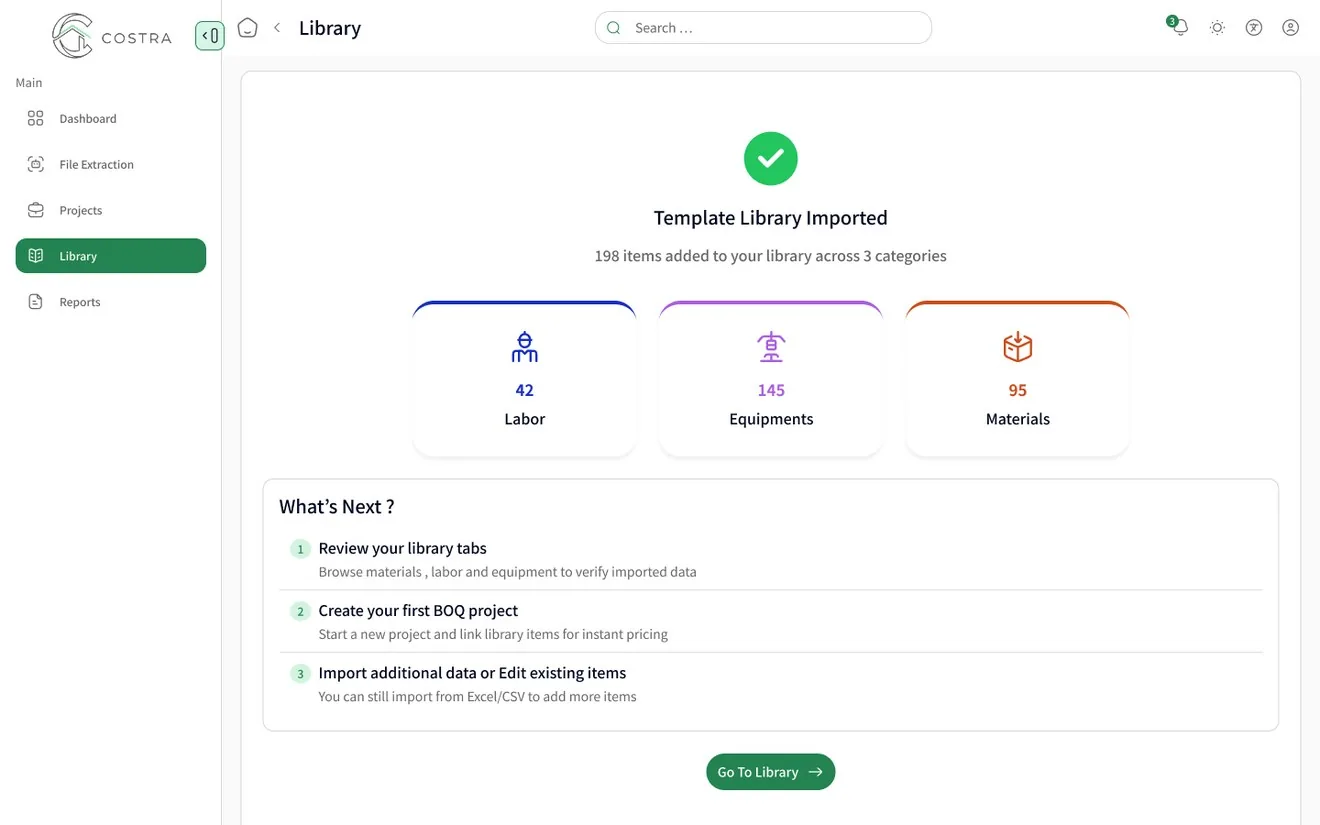 COSTRA library imported
