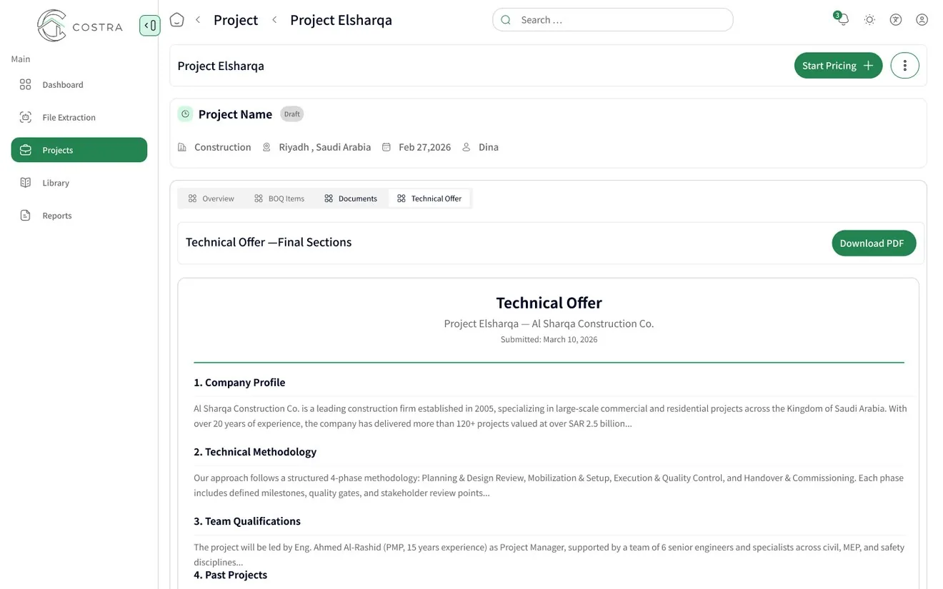 COSTRA technical offer