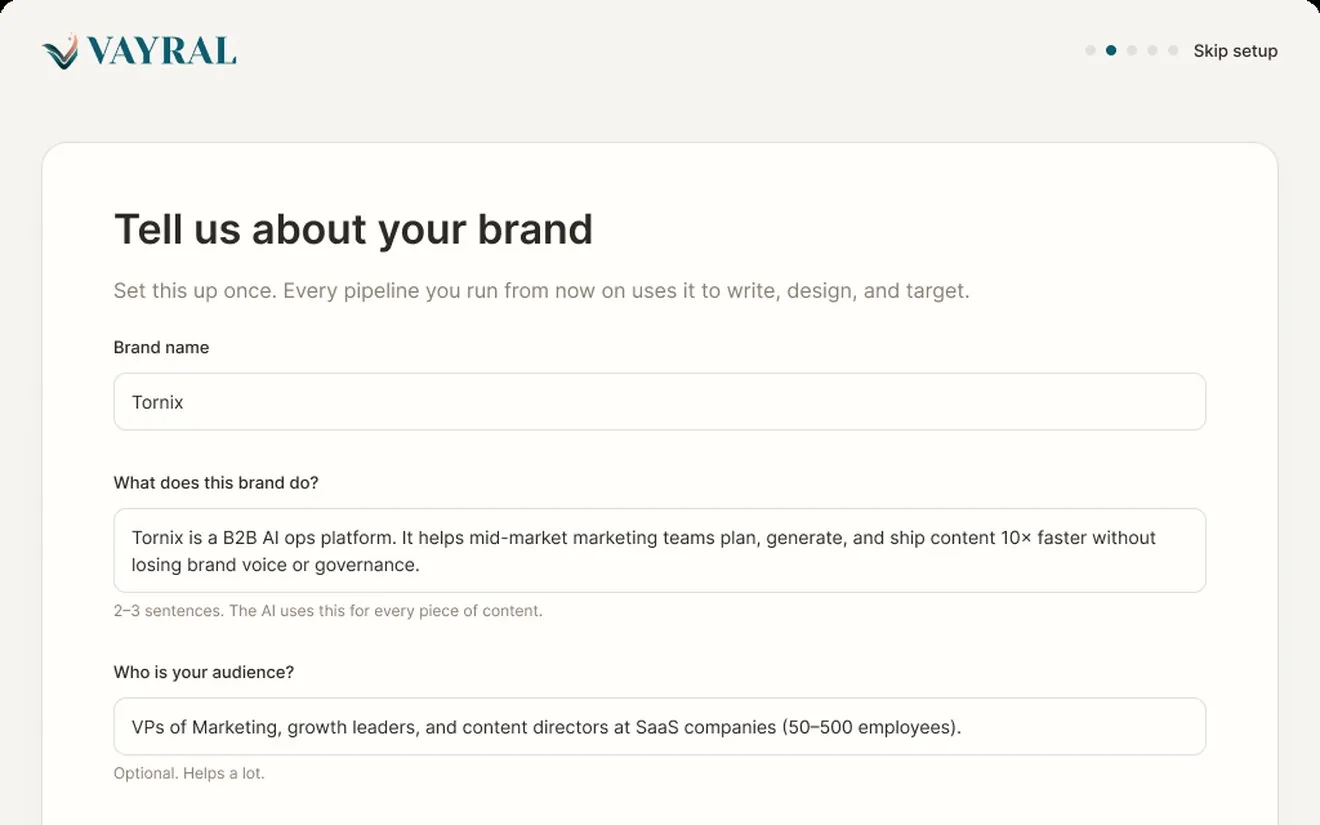 VYRAL brand setup