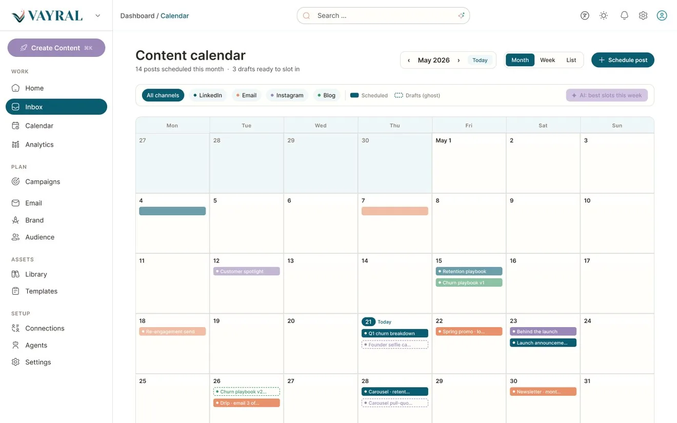VYRAL content calendar