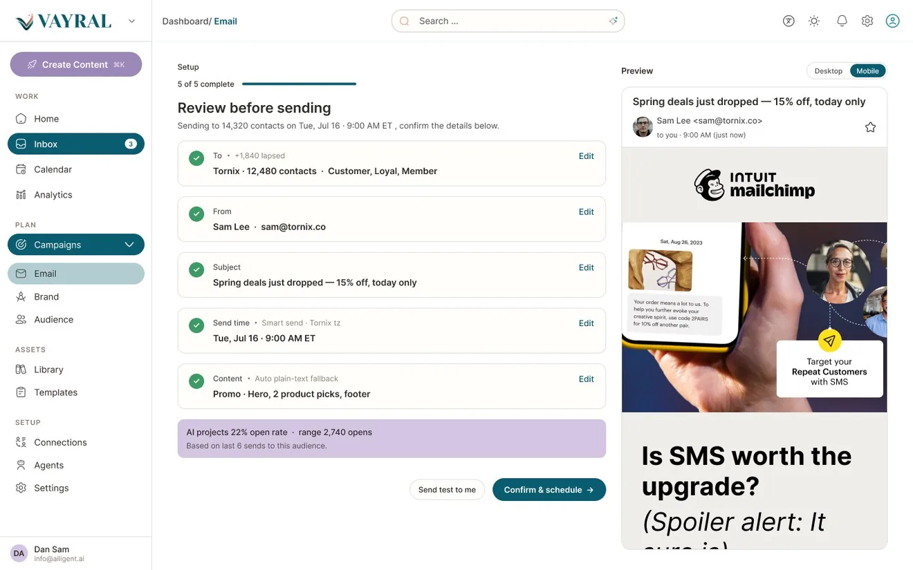VYRAL email review